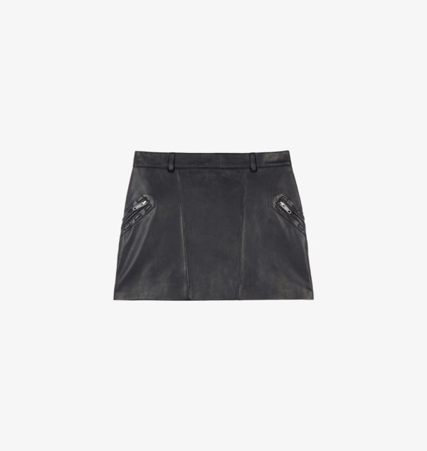 

Кожаная мини-юбка The Kooples, черный