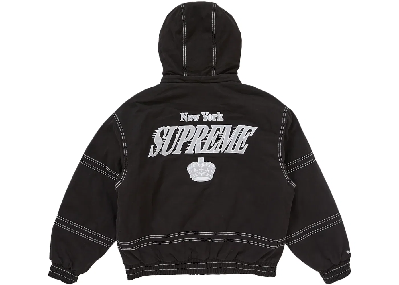 Мужская куртка-стадион с принтом из твила Supreme Mitchell & Ness Jacket, Black — фото 3