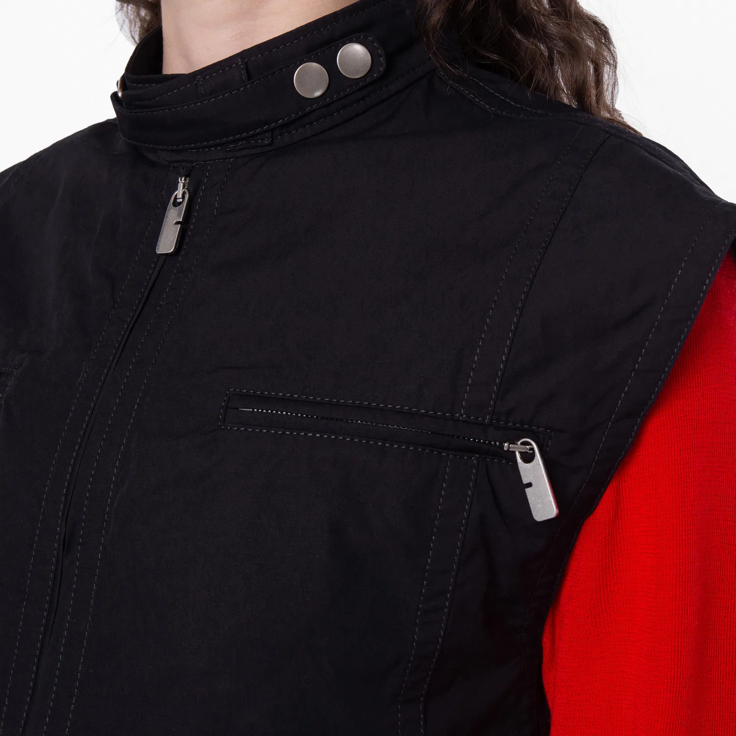 Топ без рукавов Half-Zip Sleeveless Cotton Top Burberry, Black — фото 2