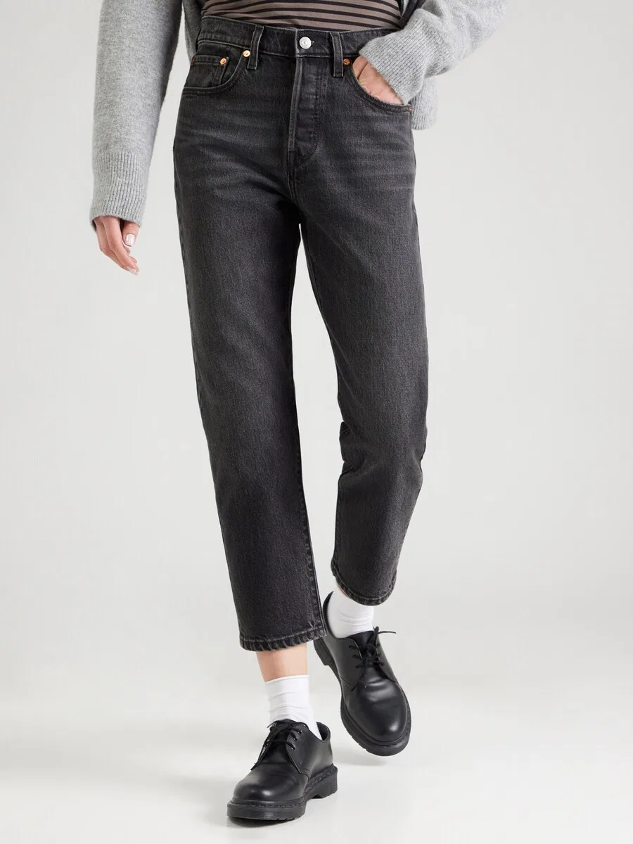 Джинсы LEVI'S Tapered Jeans '501 CROP' из черного денима — фото 3