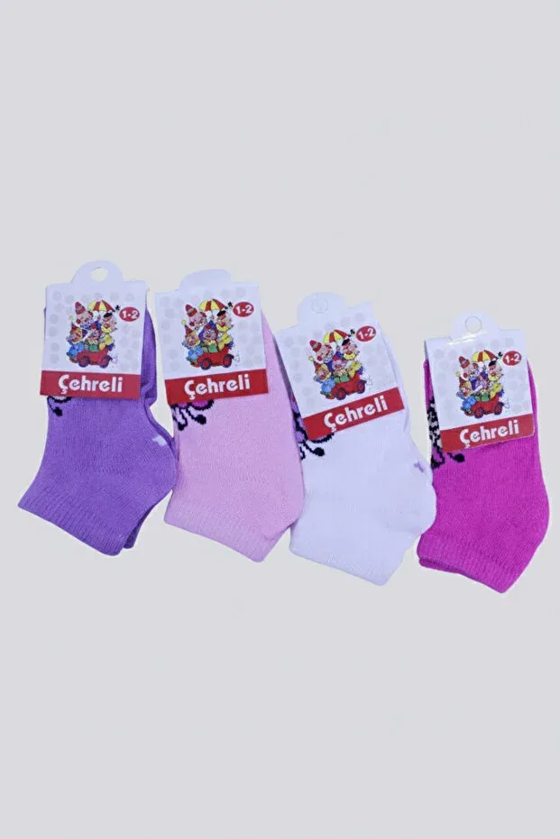 Детские носки для девочек с принтом Basics Çehreli, Purple & White Pink & Dark Pink — фото 2