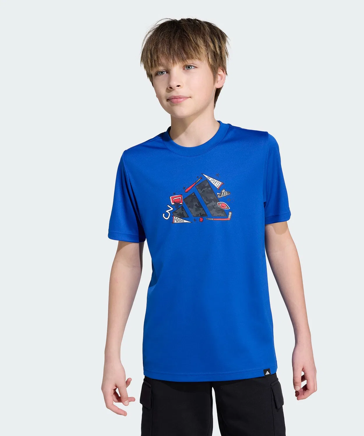 Детская футболка с принтом Climacool Camo Graphic T-Shirt Adidas, Blue — фото 2