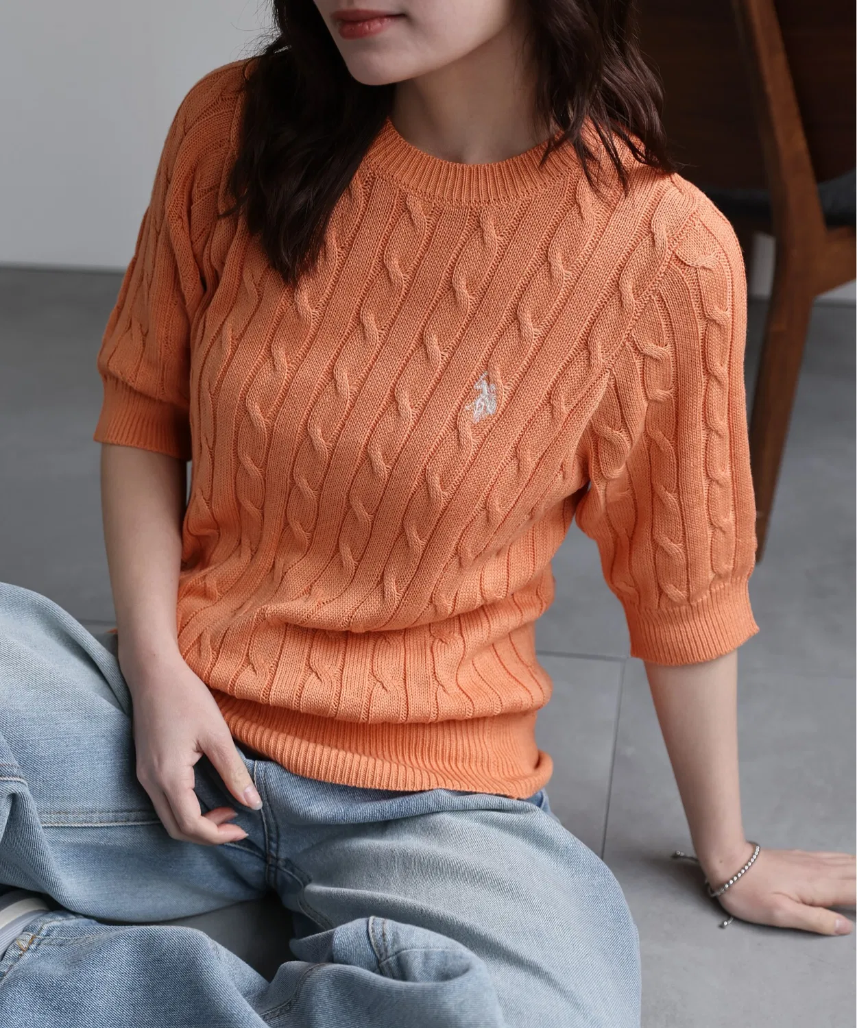 Женский пуловер с длинным рукавом биколор U.S. POLO ASSN., Orange
