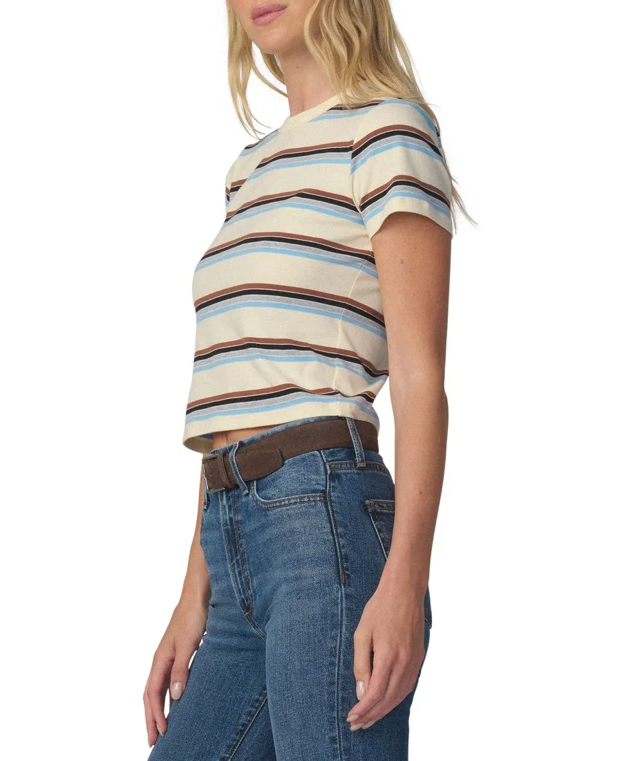 Футболка-кроп с полосатым воротником Joe's Jeans, Ecru Multi Stripe — фото 3