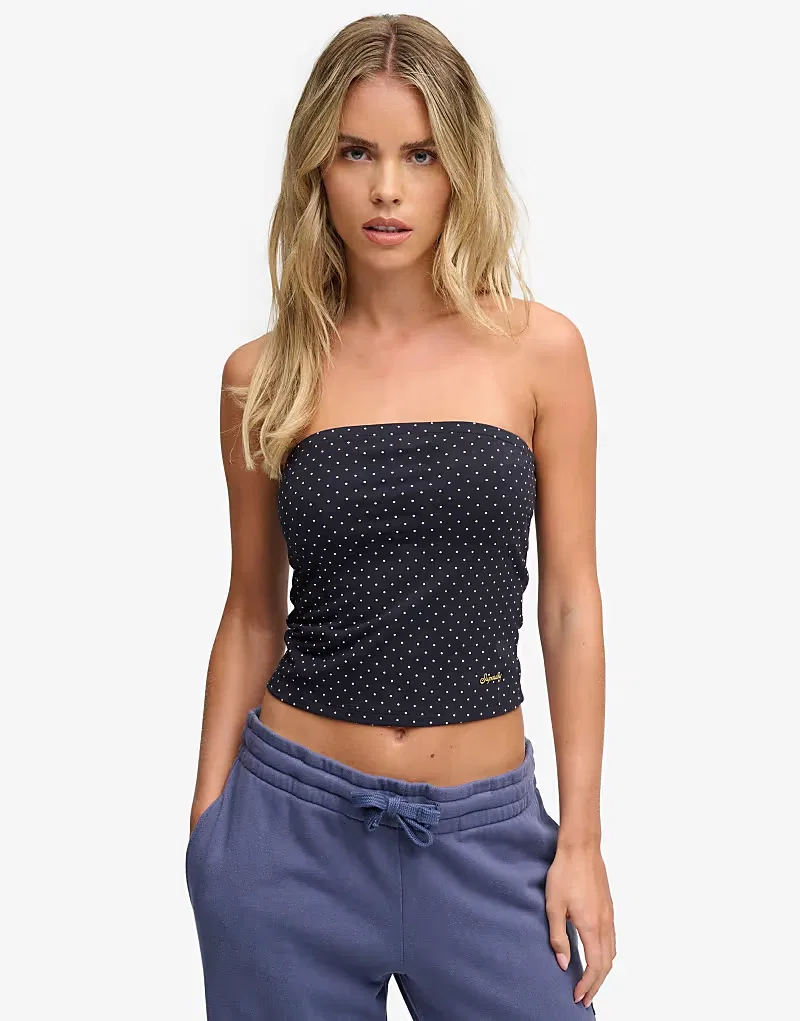 Топ-бандо Superdry Athletic Essentials из трикотажа в темно-синем горошек
