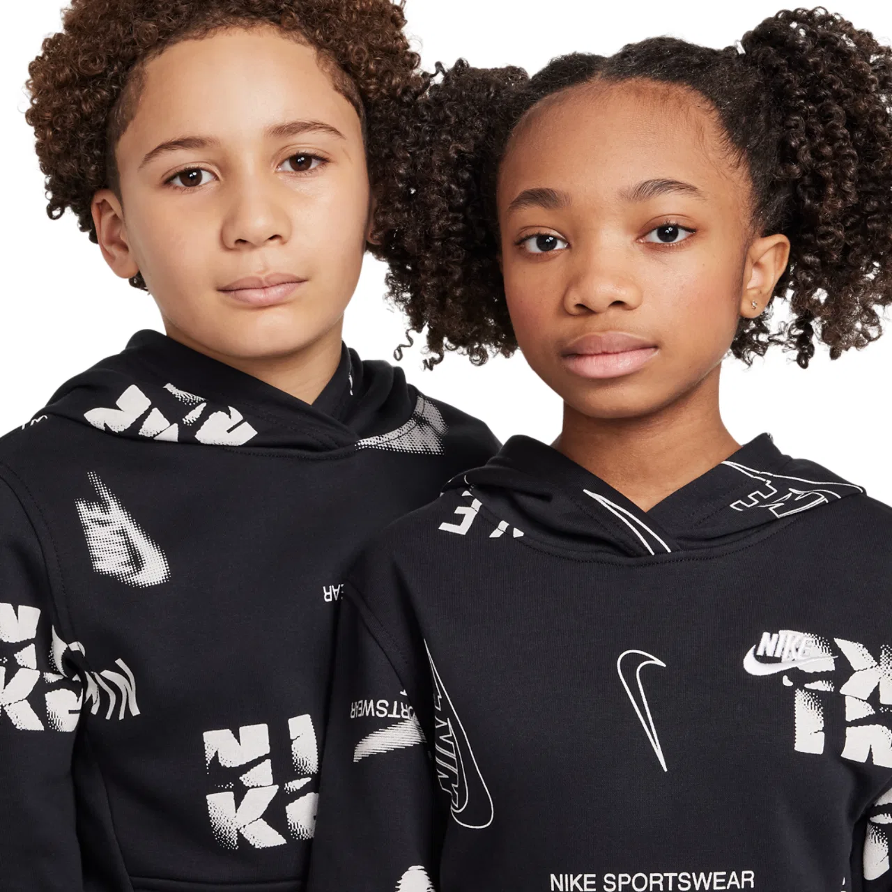 Детское худи для мальчиков с длинным рукавом Nike NSW Club French Terry Hoodie NRG, Black/White — фото 3