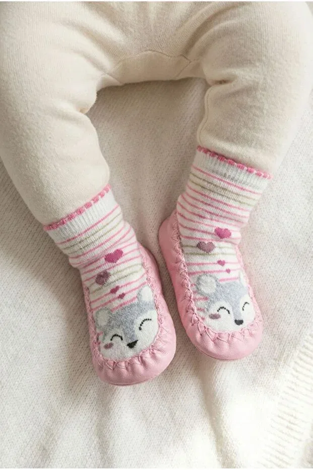 Детские носки-пинетки для новорожденных с принтом Basics Numix Baby Kids, Indoor Pink