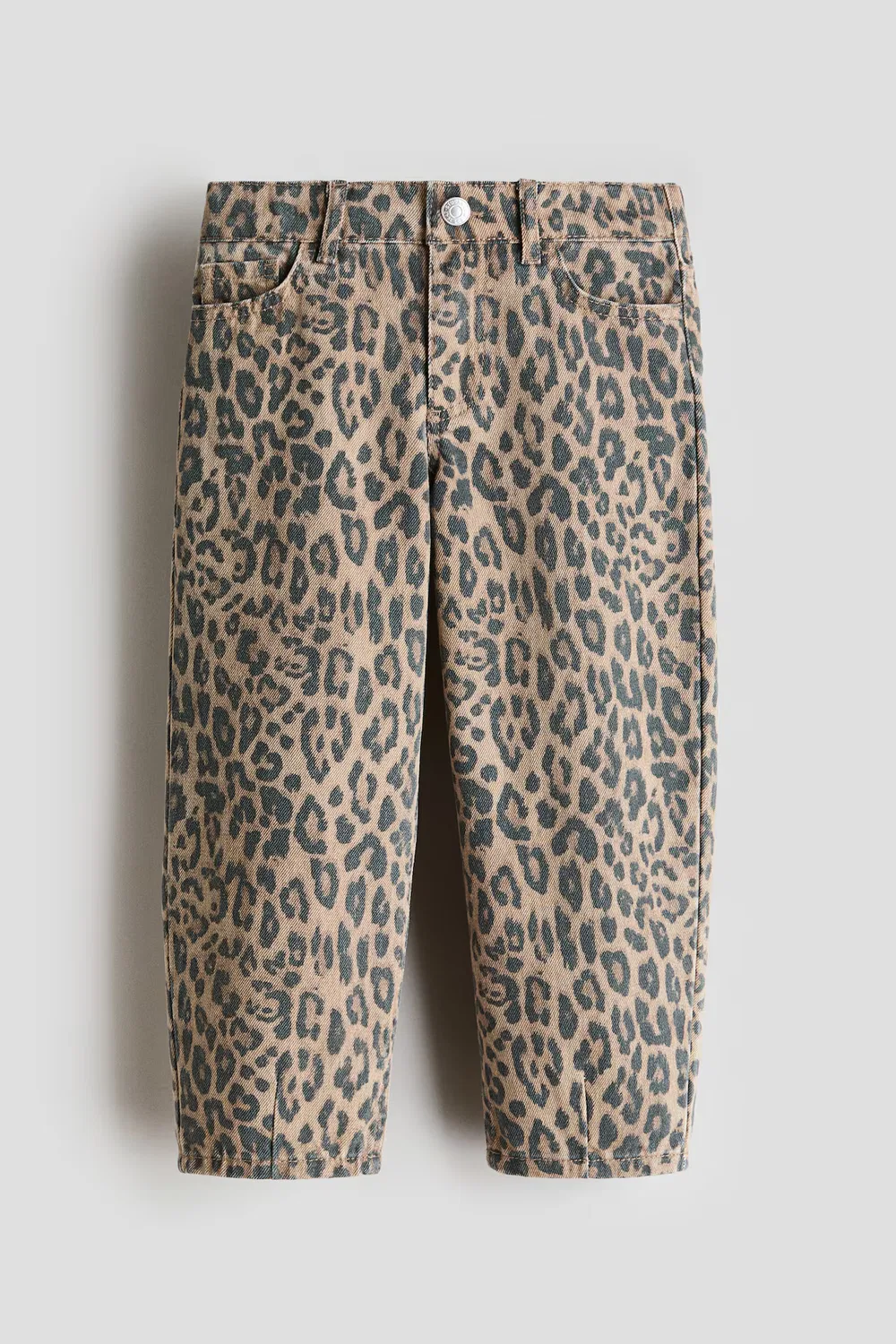 Хлопчатобумажные брюки с широкими штанинами H&M, Beige/Leopardenprint