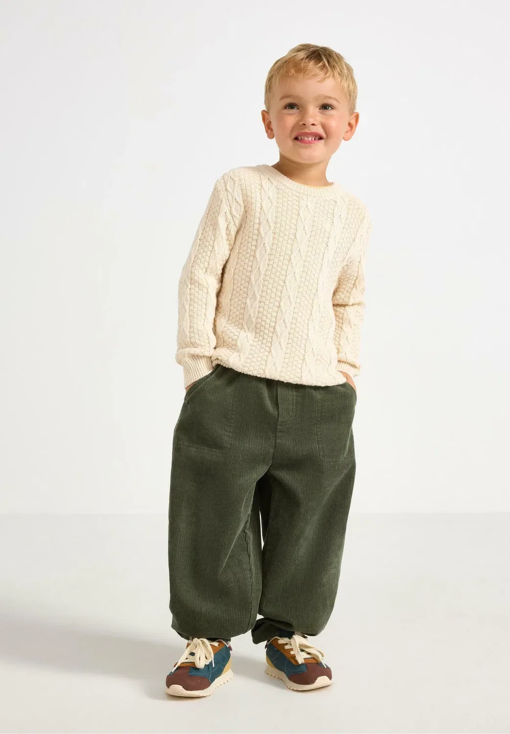 Свободные брюки из вельвета - брюки Lindex, Khaki