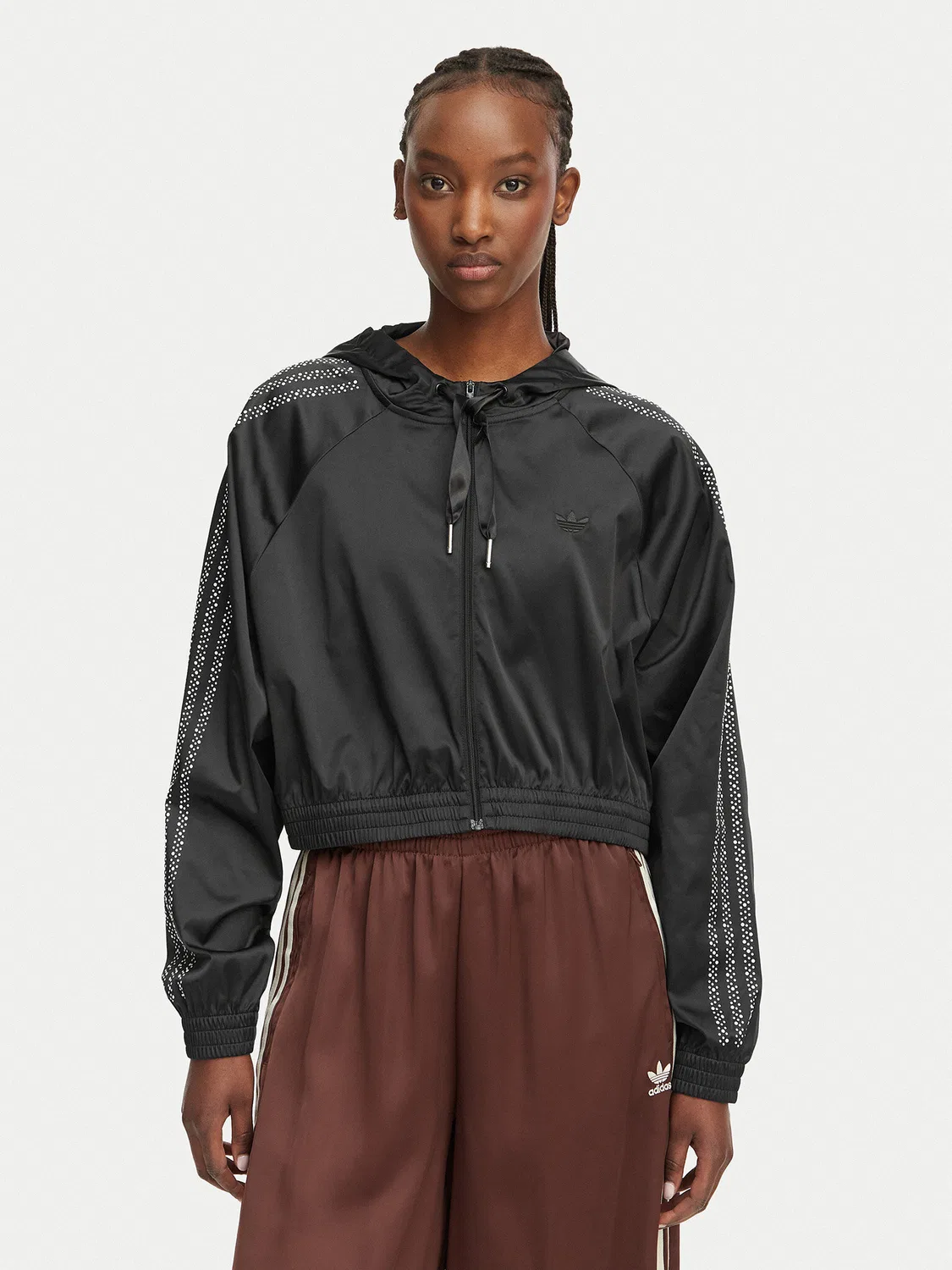 Женский свитшот свободного кроя Pearl Cropped Adidas, черный
