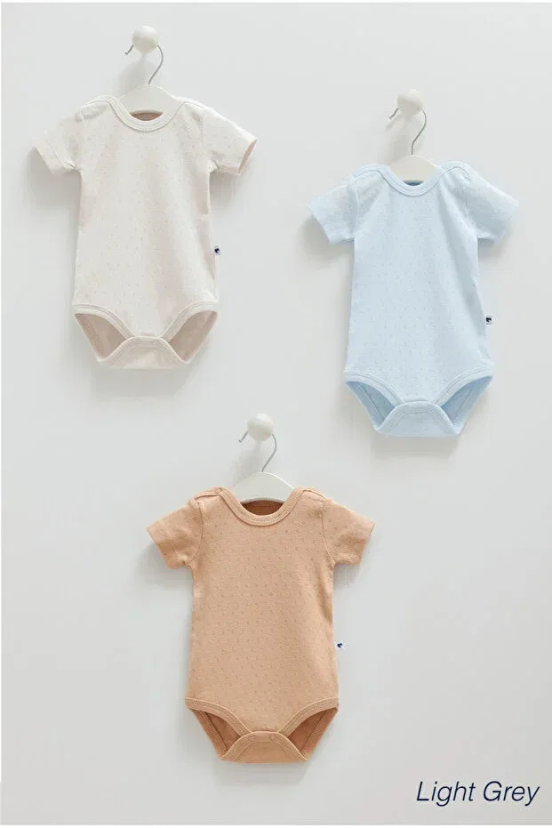 Детский комплект боди с коротким рукавом хлопковый Basics Caramell, Gray