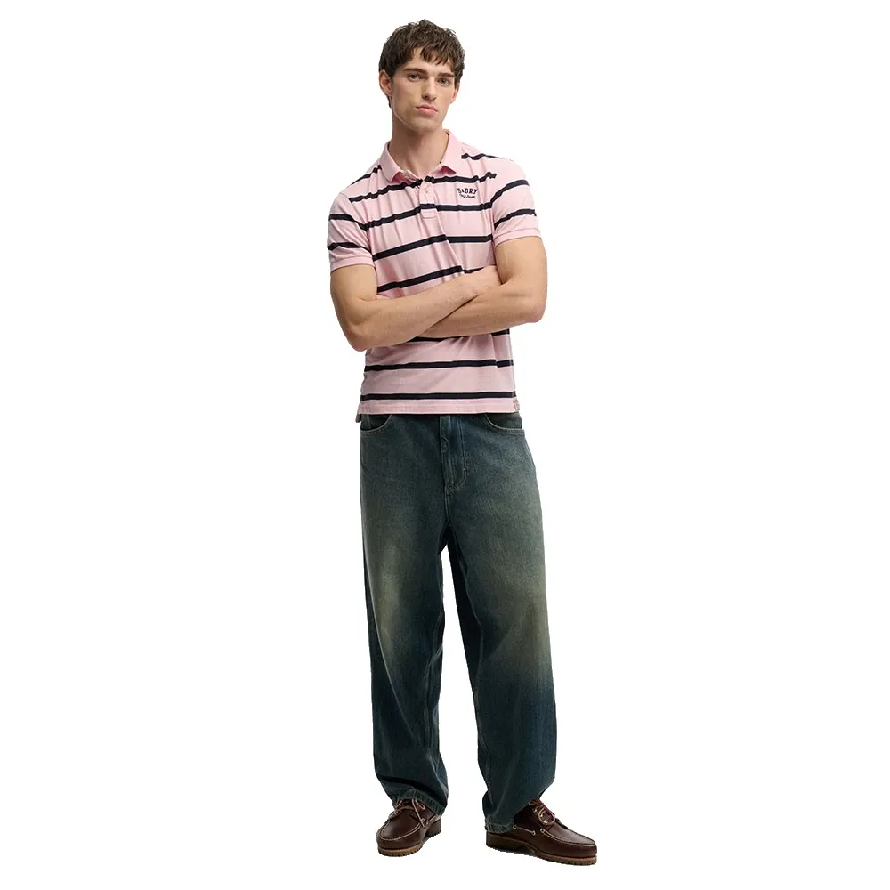 Футболка-поло Superdry Vintage Stripe с коротким рукавом, розовый — фото 4