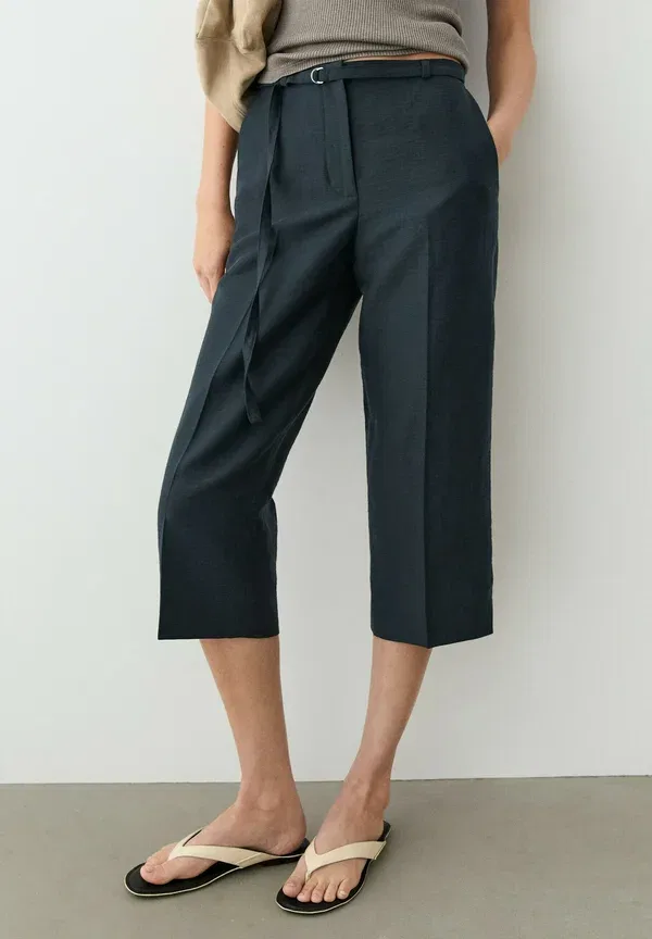 Шорты с поясом Massimo Dutti Mottled Dark Blue, темно-синий