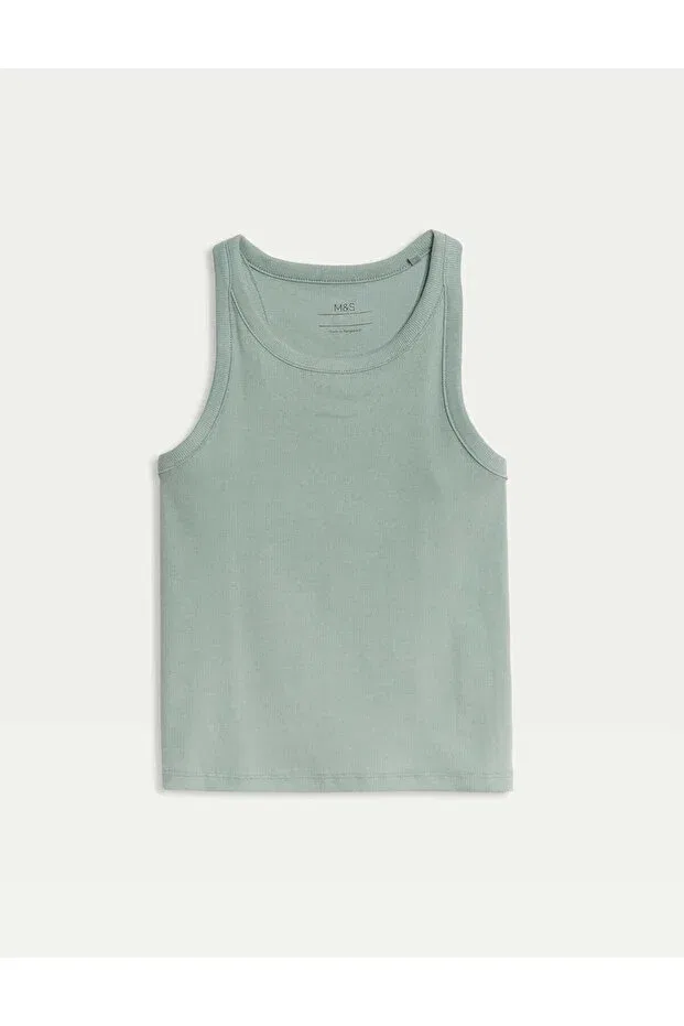 Детское хлопковое белье для девочек Ribbed Undershirt Marks & Spencer, Green