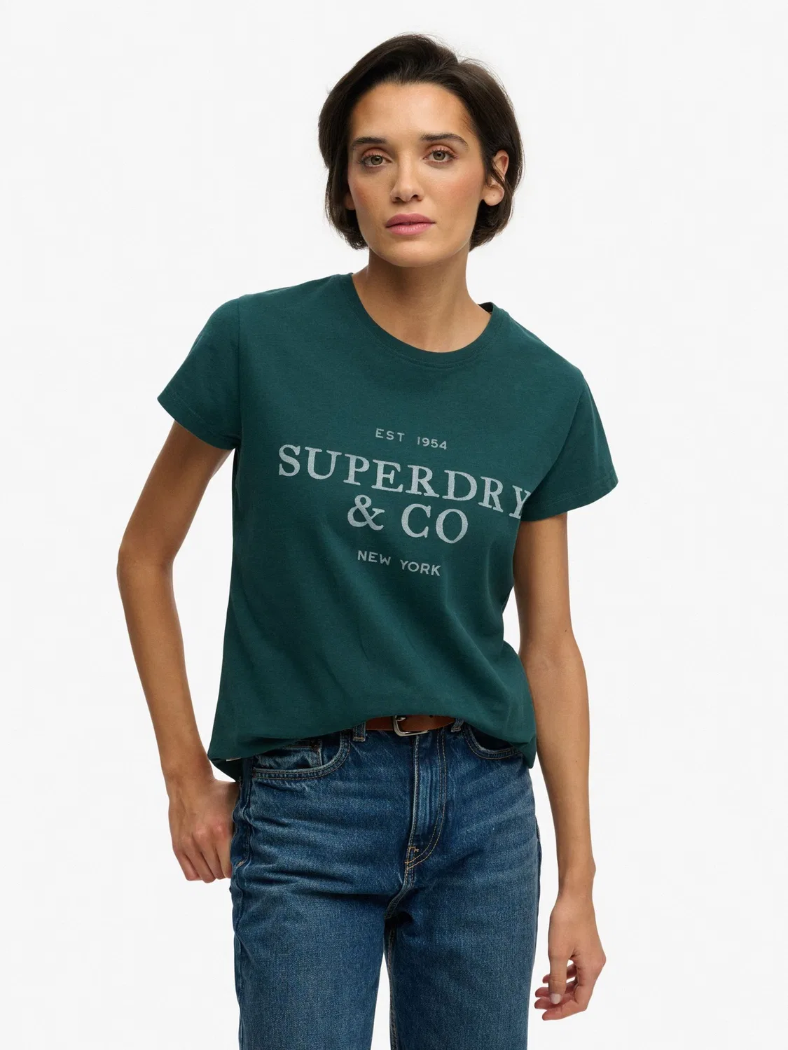 Футболка Slim Fit с принтом Superdry, темно-зеленый — фото 4