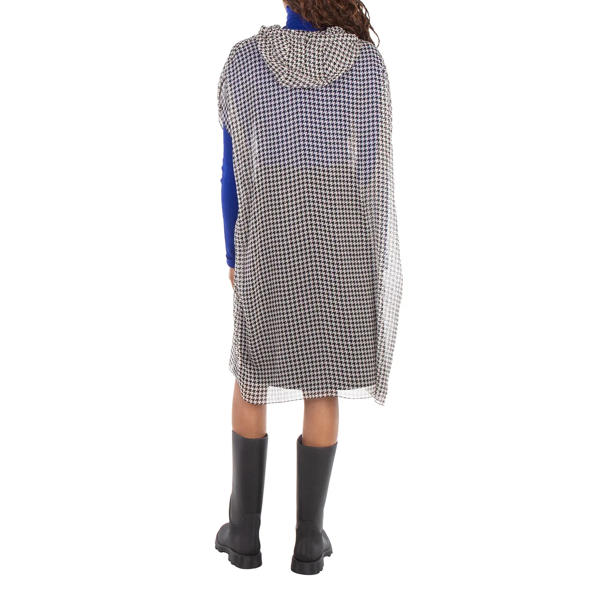 Платье с капюшоном из шелка Monochrome Houndstooth Hooded Dress Burberry, Monochrome Ip Pttn — фото 4