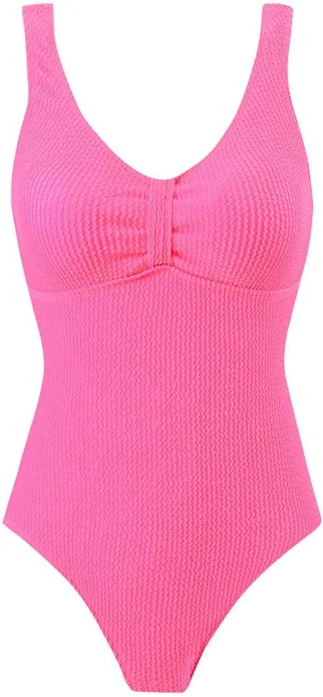 Женский цельнокроеный купальник с утяжкой живота Ribbed Textured, Hot Pink