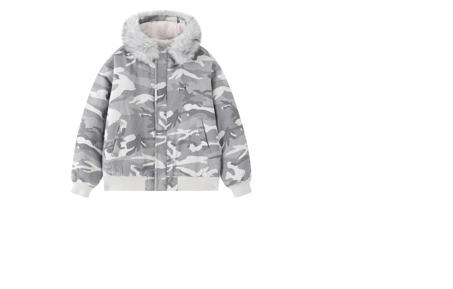 Детский пуховик с капюшоном и флисовой подкладкой Camouflage Gray F426, Camouflage Gray