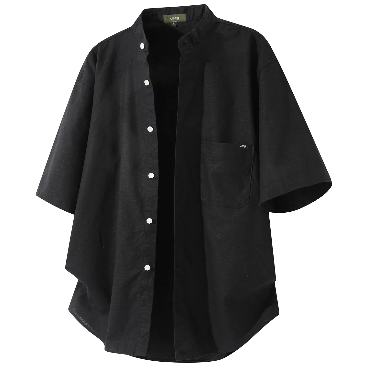 Детская рубашка с воротником-стойкой Jeep Henry Collar Thin Straight Fit, Black