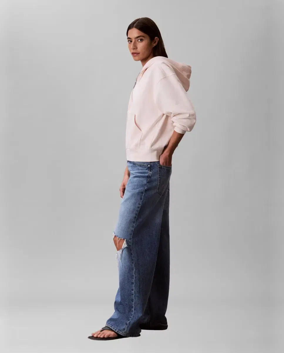 Женская толстовка на молнии хлопковая Calvin Klein, Blanco — фото 4