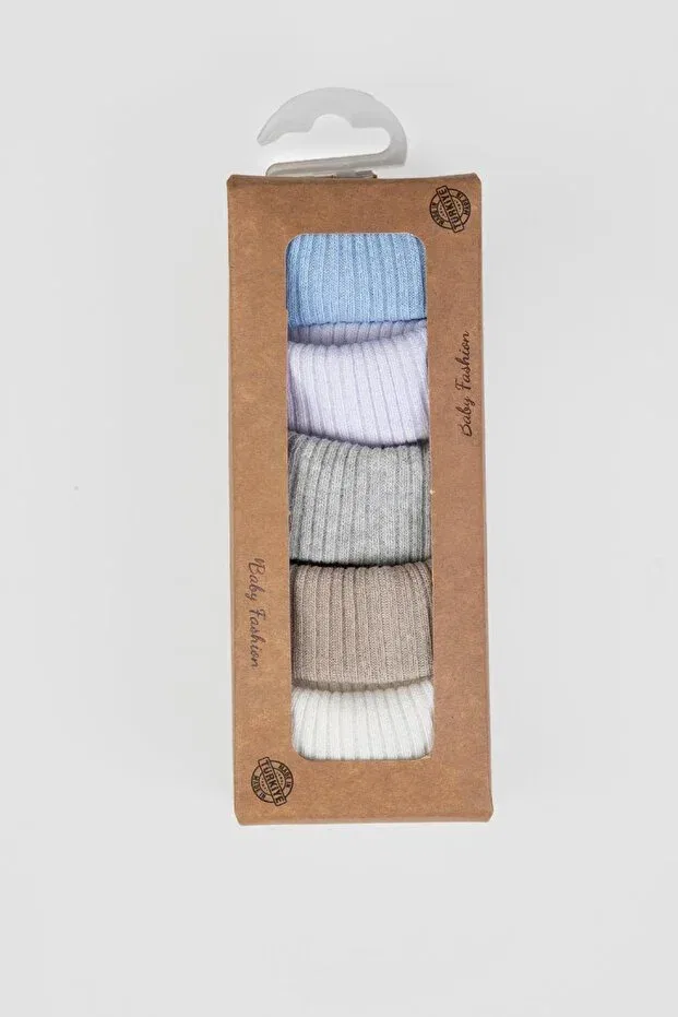 Детские носки для новорожденных хлопковые набор 5 пар Organic Cotton 5-Piece Newborn Baby Socks Set Baby Shez, Blue — фото 4
