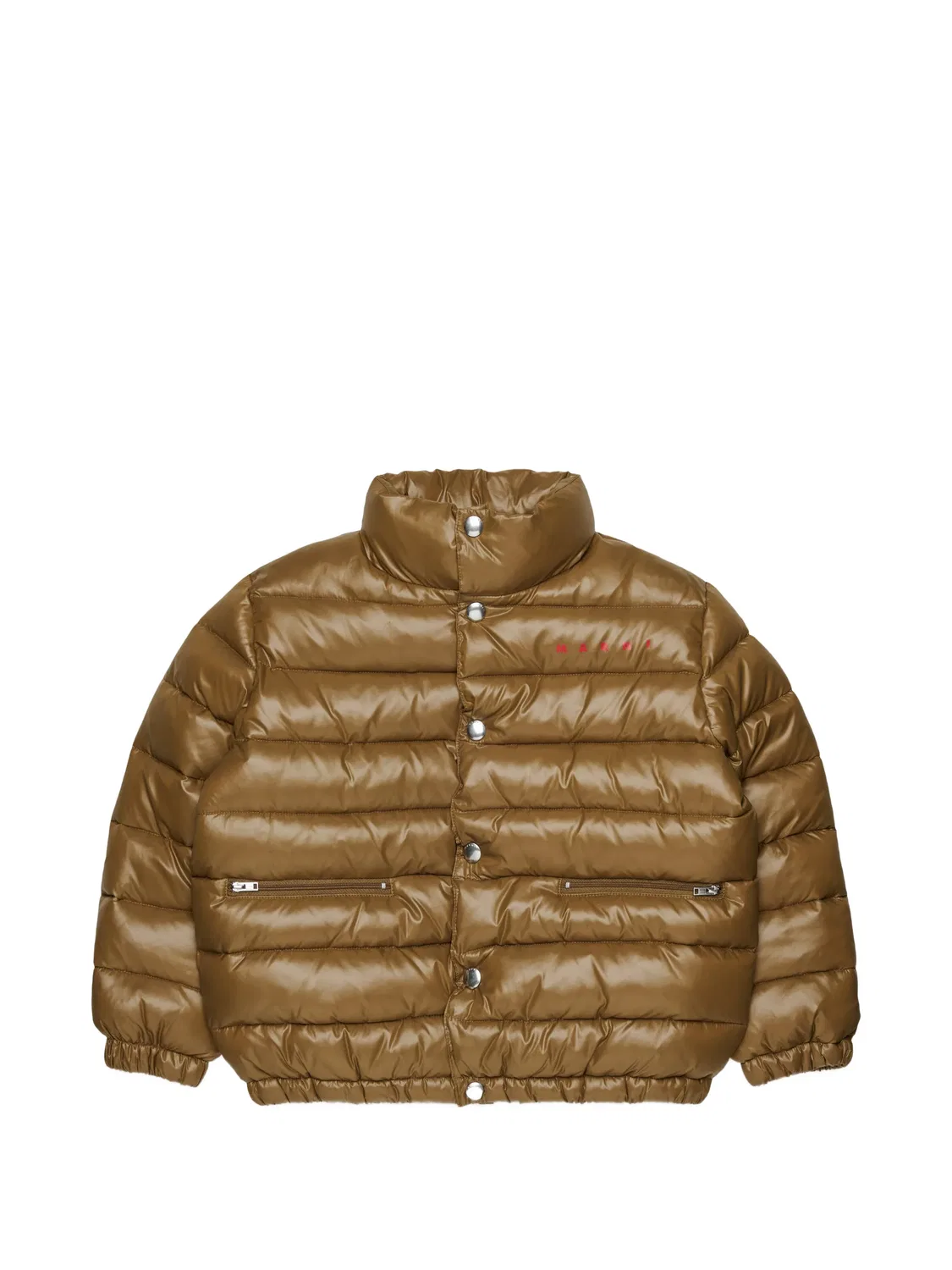 Стеганый пуховик Marni Kids, коричневый