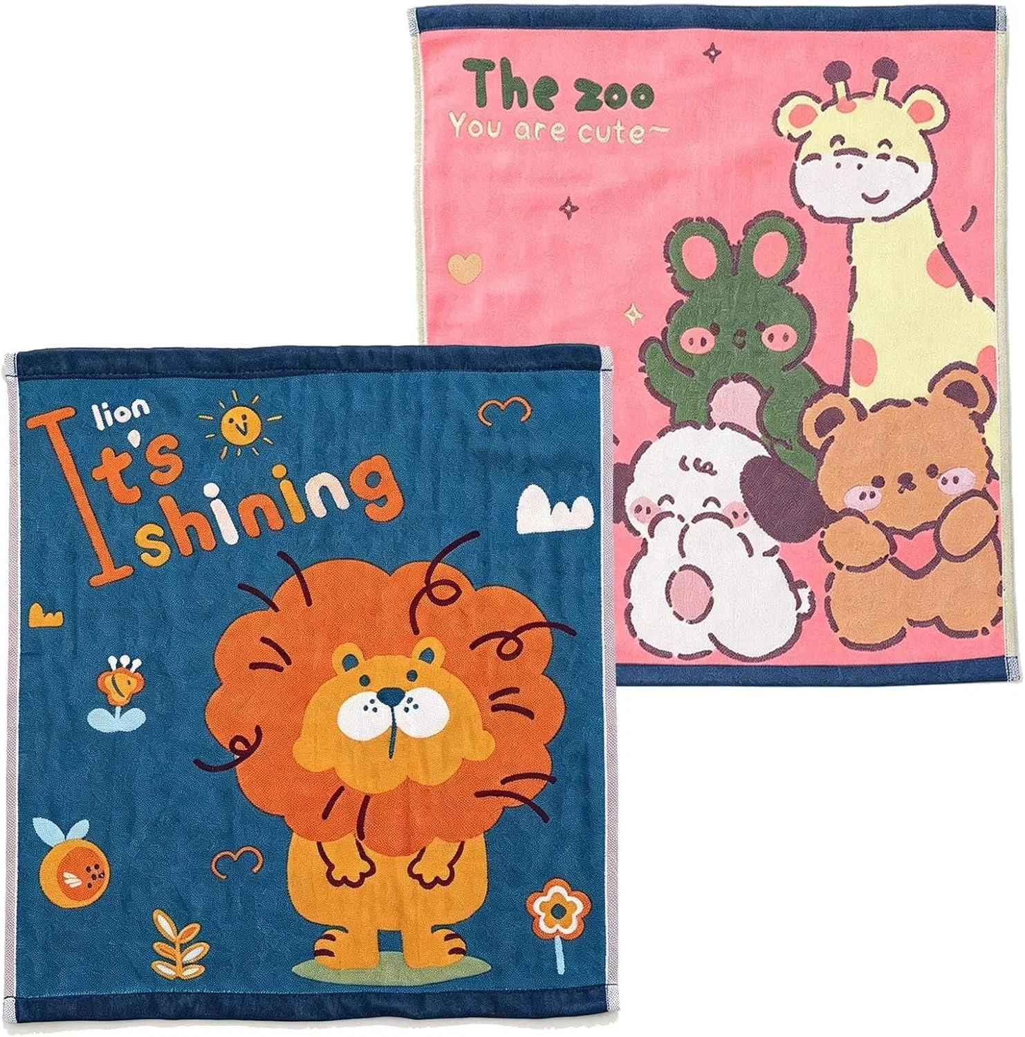 Детская мочалка из хлопка Sumneo, набор 2 шт, 34x40 см, Little Lion+ Little Zoo