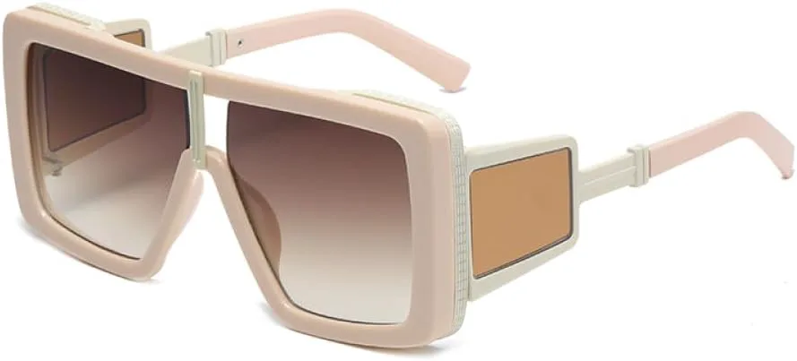 

Модные большие квадратные солнцезащитные очки для женщин, ретро-очки для мужчин с принтом, большие оправы, трендовые солнцезащитные очки для женщин MTZJH, Beige