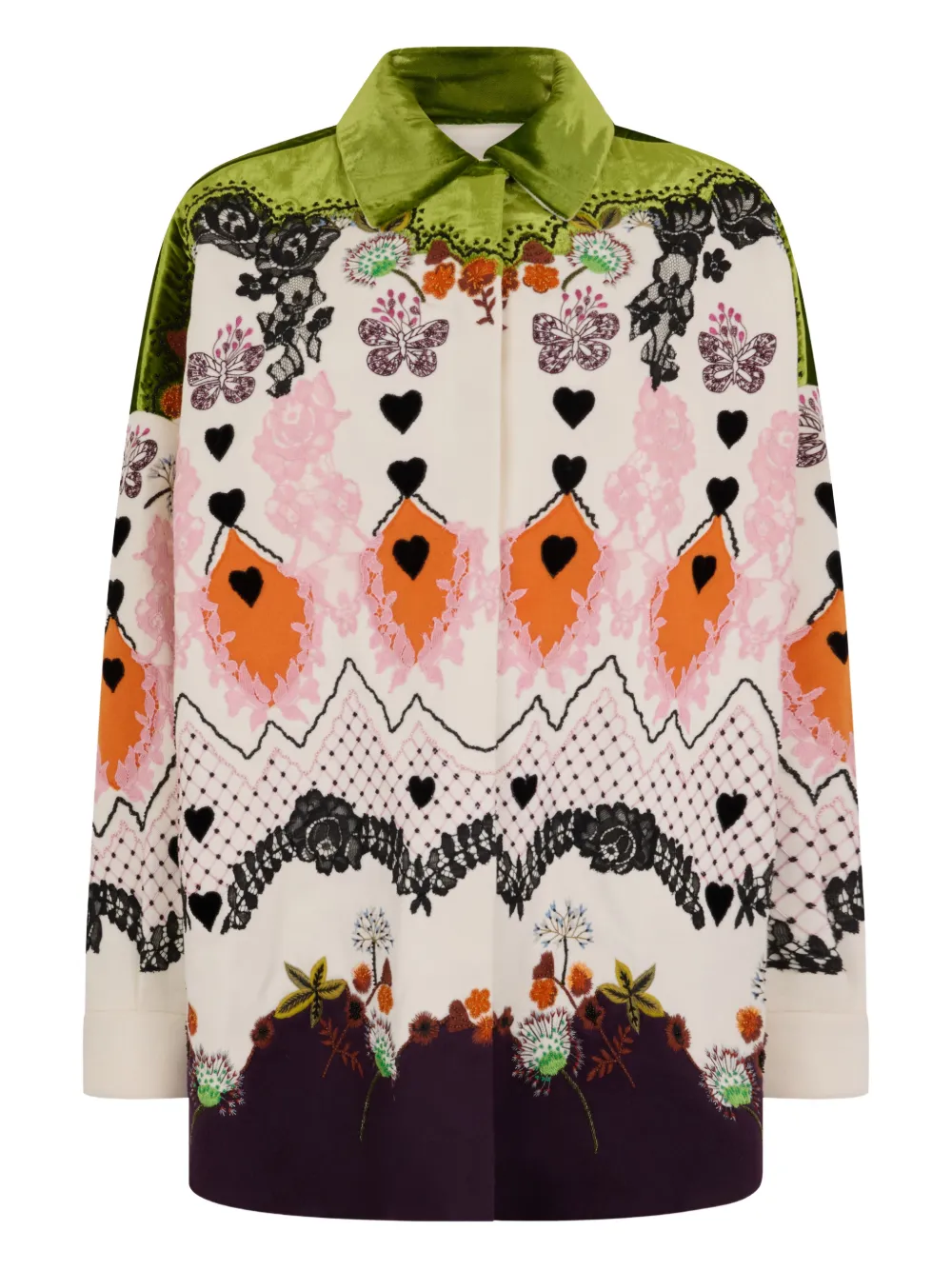 

Бархатная рубашка с цветочным принтом Valentino Garavani, нейтральный