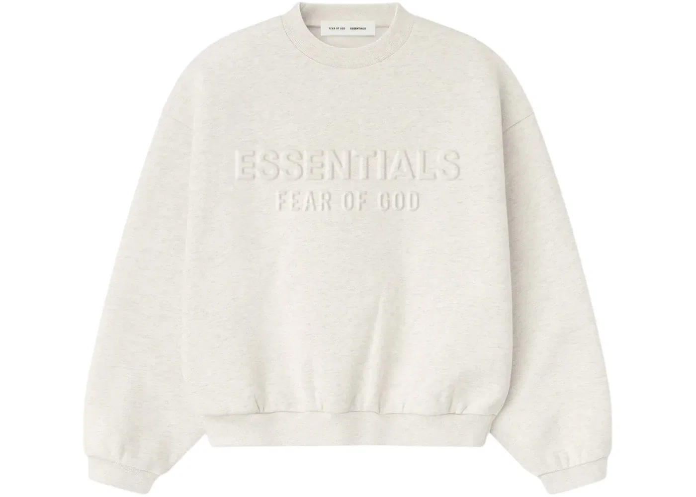 Детский свитшот с принтом Essentials Embossed Classic Crewneck Sweatshirt Fear of God, Oatmeal Heather