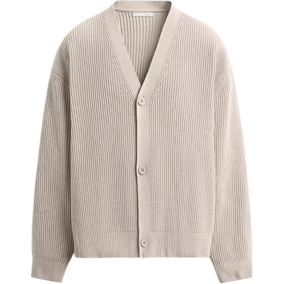Мужской свитер с V-образным вырезом, свободного кроя, Raw White, ZARA