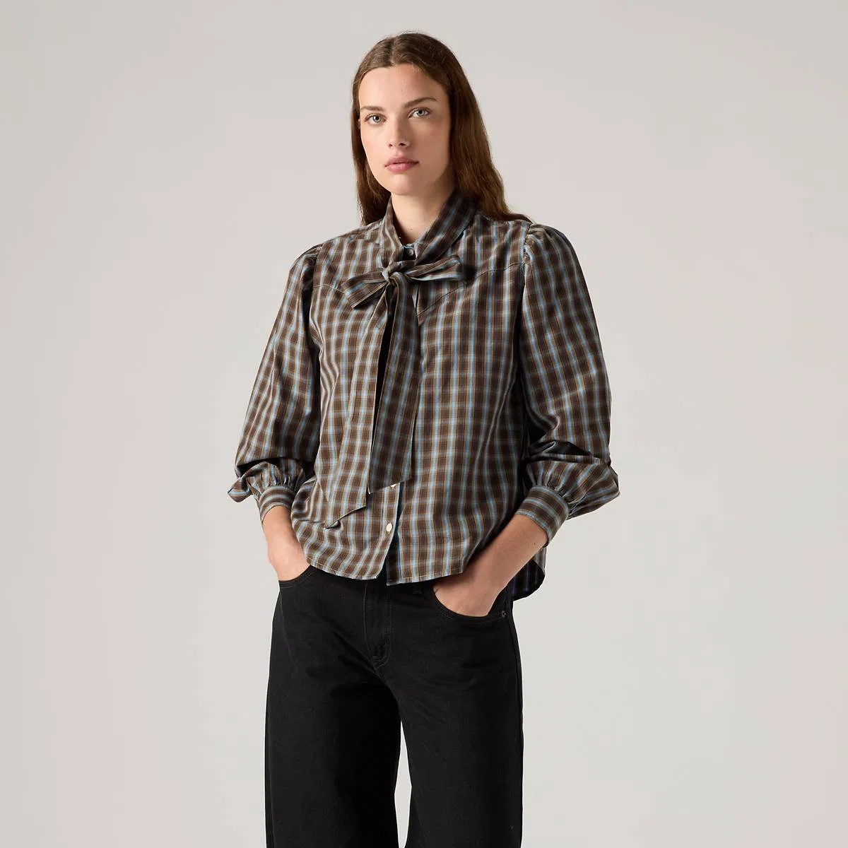 Рубашка в стиле вестерн Judice Levi's, Adelaide Plaid Fallen Rock - Brown — фото 3