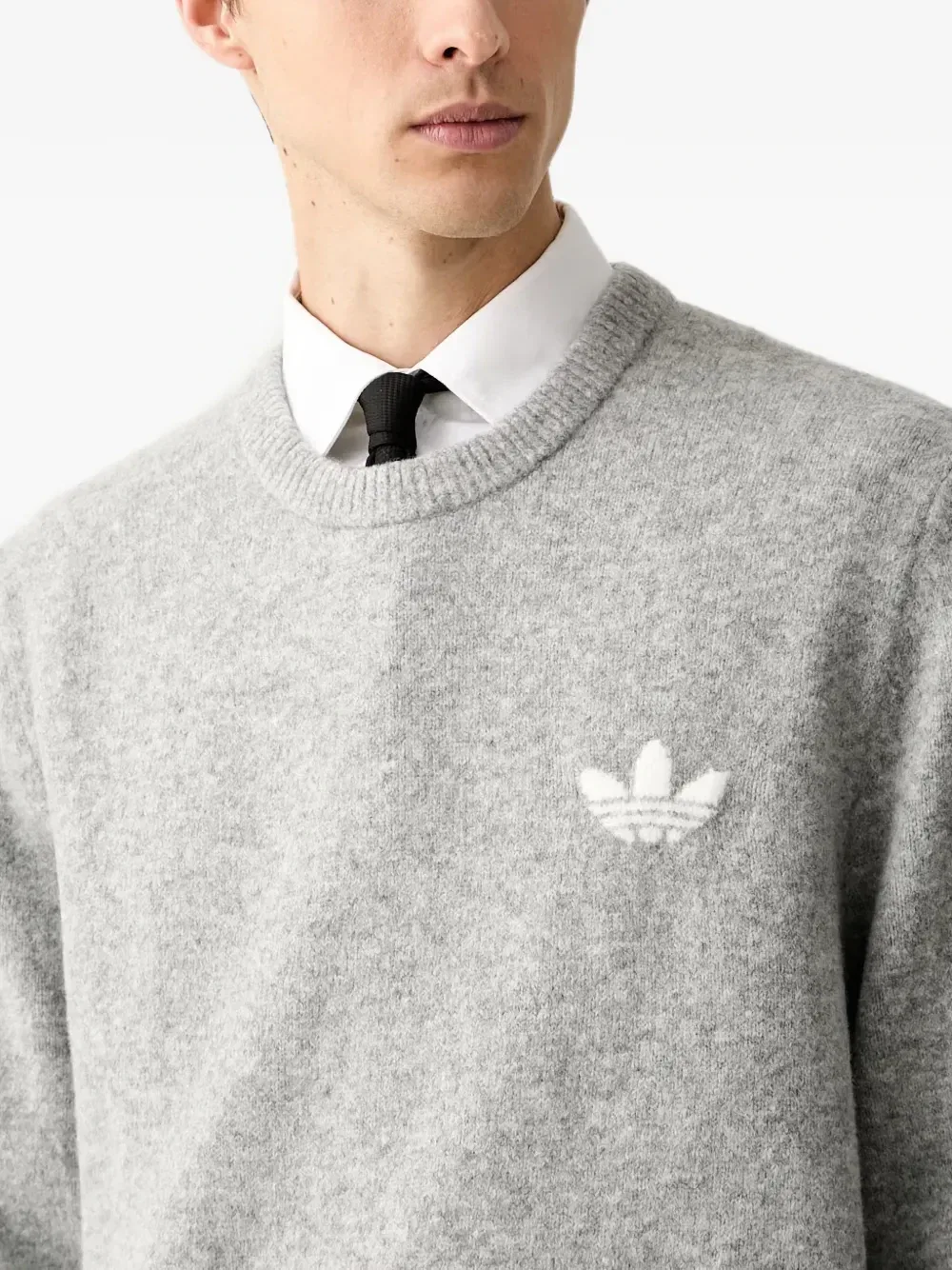 Полностью вязаный свитер Trefoil Essentials Adidas, серый — фото 4