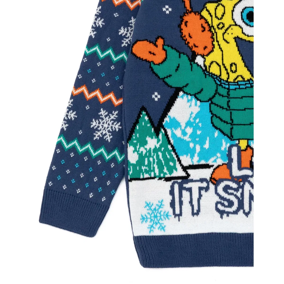 Детский свитшот с принтом Let it snow Spongebob Squarepants, Blue — фото 4