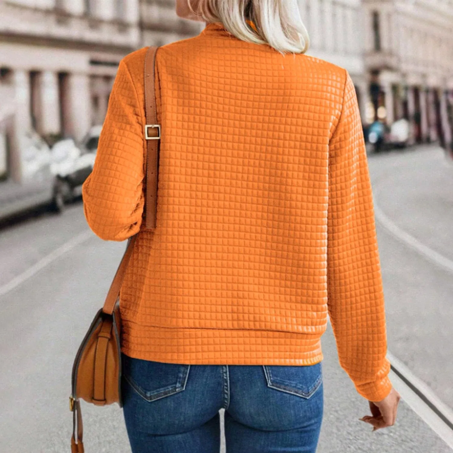 Женская легкая куртка с принтом соты на молнии, Colore: Arancione — фото 2
