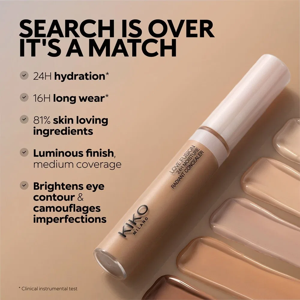Консилер для лица 8 мл, оттенок 01 Chantilly, Love Fusion 24H Moisture Radiant Concealer, KIKO Milano — фото 3