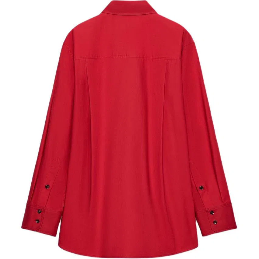 Женская рубашка с лацканами ZW Shirts Red, ZARA, Красный — фото 3