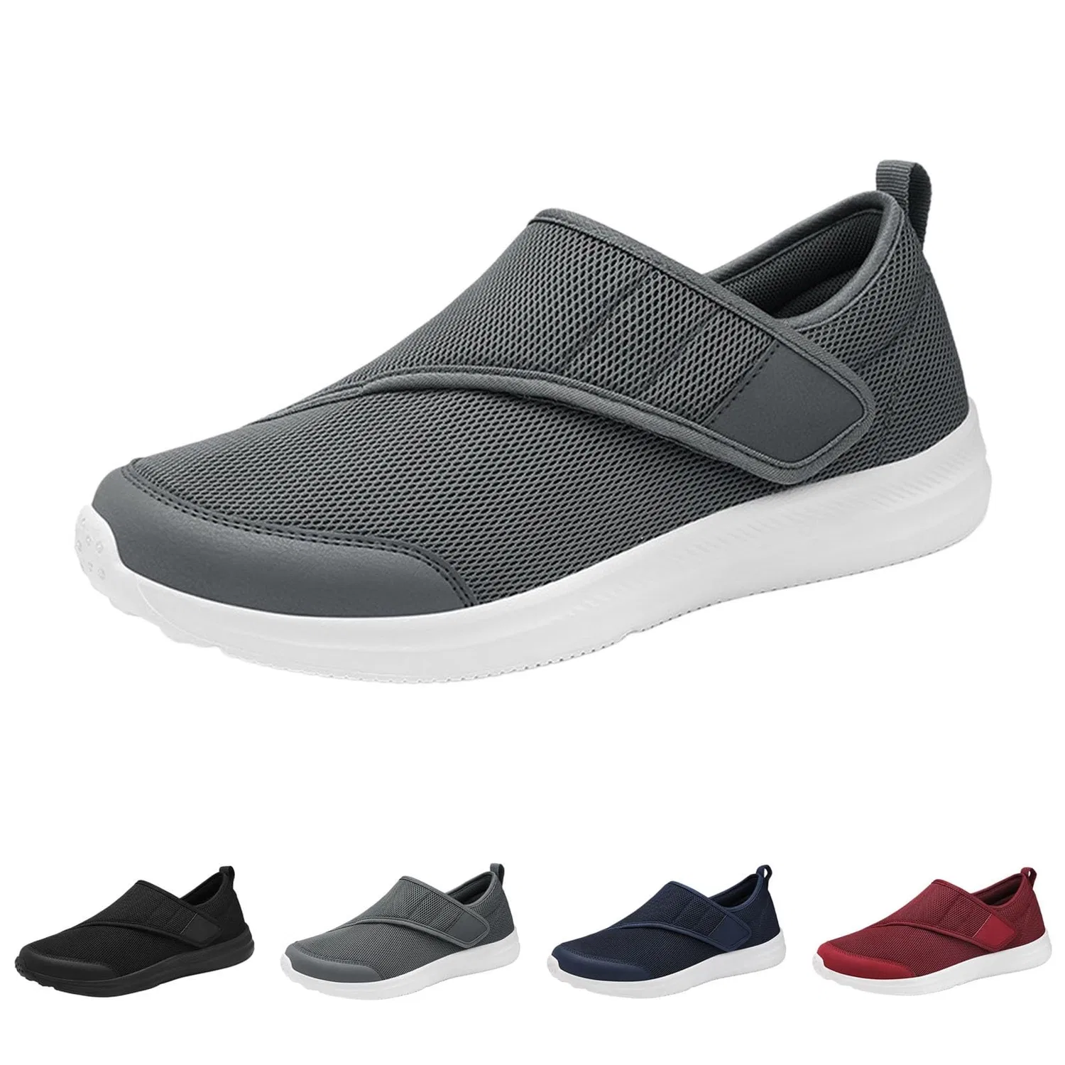 Детские кроссовки без шнурков с регулируемым ремешком Breathable Mesh Sneakers, Grey — фото 4