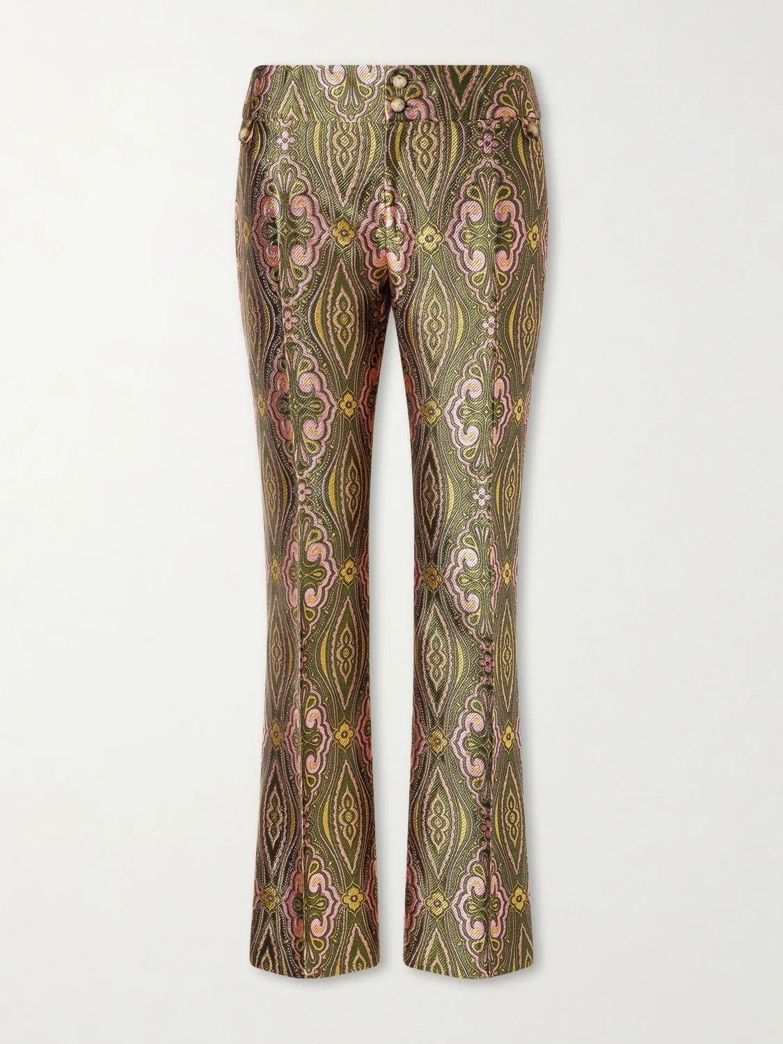 ETRO Брюки из крепового жаккарда металлик прямого кроя