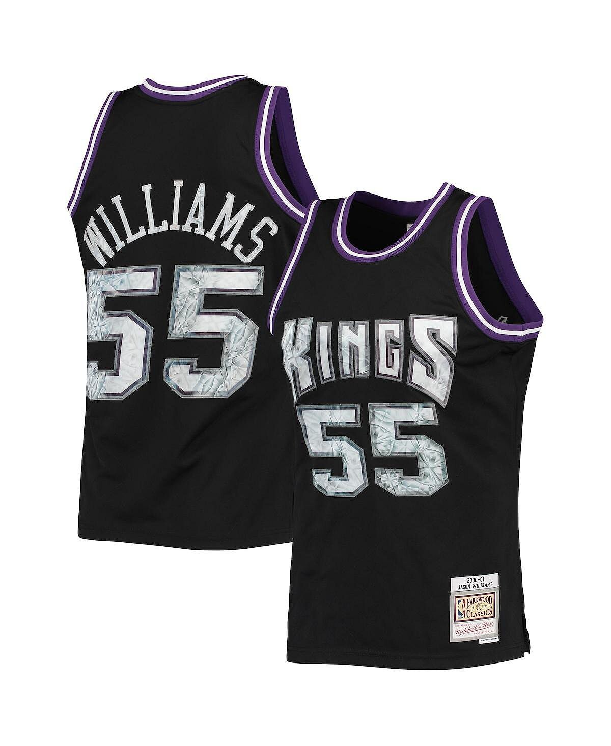 

Мужская футболка jason williams black sacramento kings 2000-01 hardwood classics 75th anniversary diamond swingman jersey Mitchell & Ness, черный