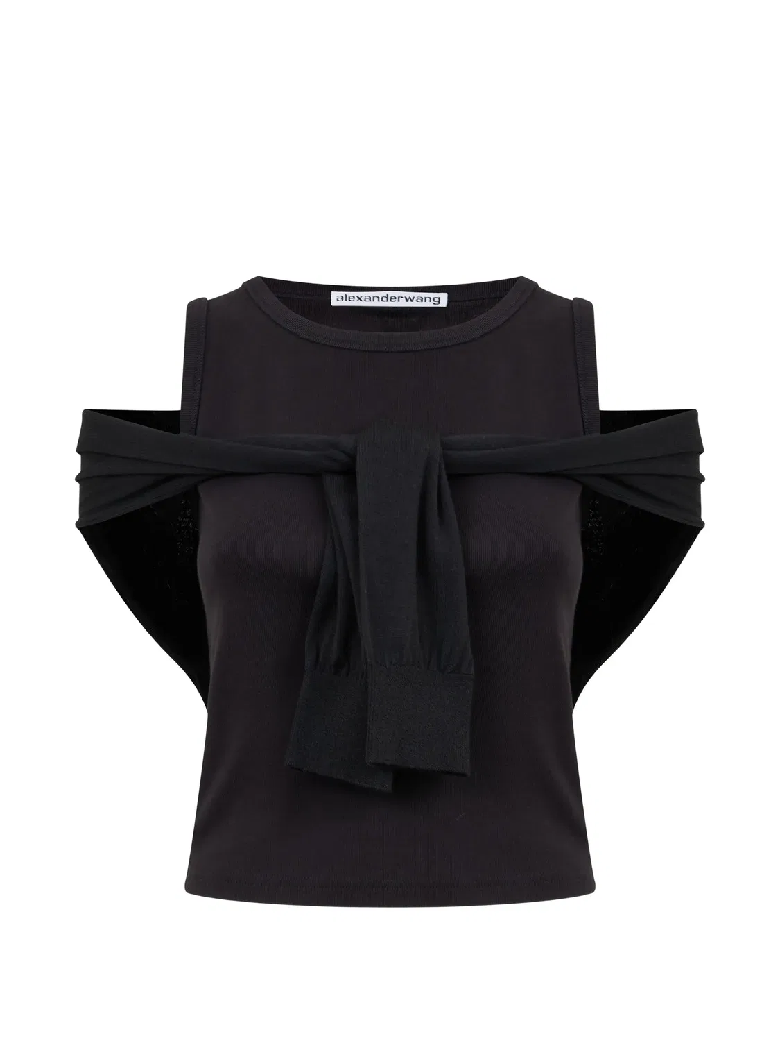 Многослойный топ с завязками Alexander Wang, черный