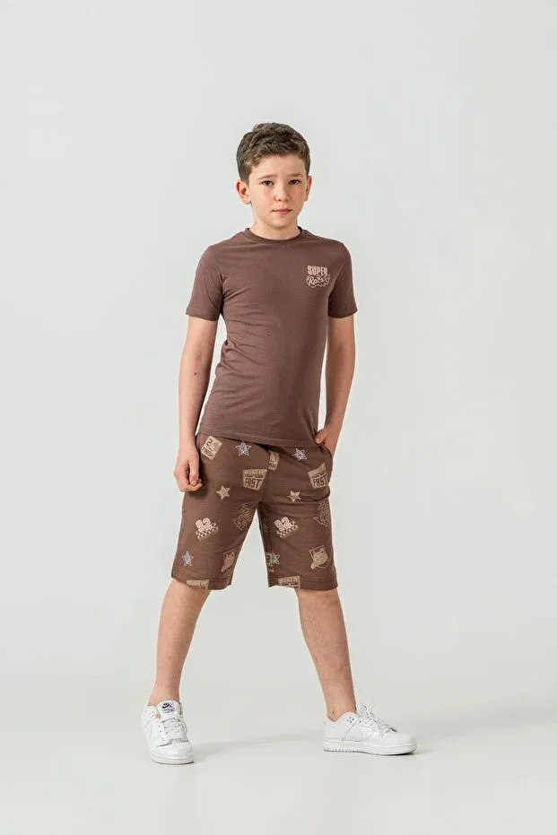 Детский комплект для мальчиков с принтом Super Racer Mışıl Kids, Brown — фото 3