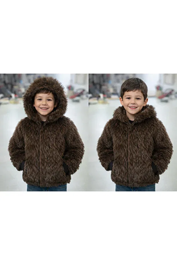 Детское пальто для девочек с искусственным мехом Kürkzone, Brown