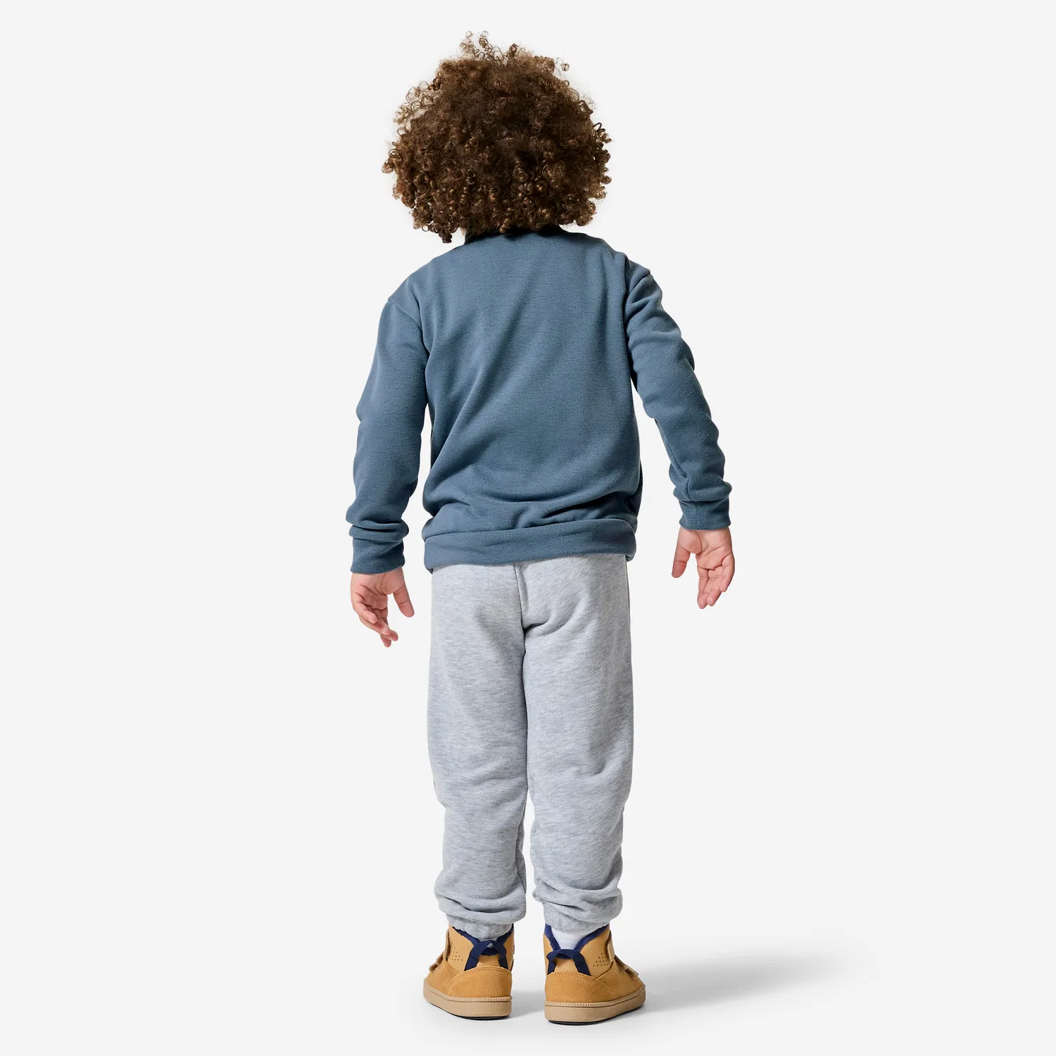 Детский спортивный костюм из футера Trainingsanzug Kinder French Terry atmungsaktiv Decathlon, Sturmblau Silbergrau — фото 4