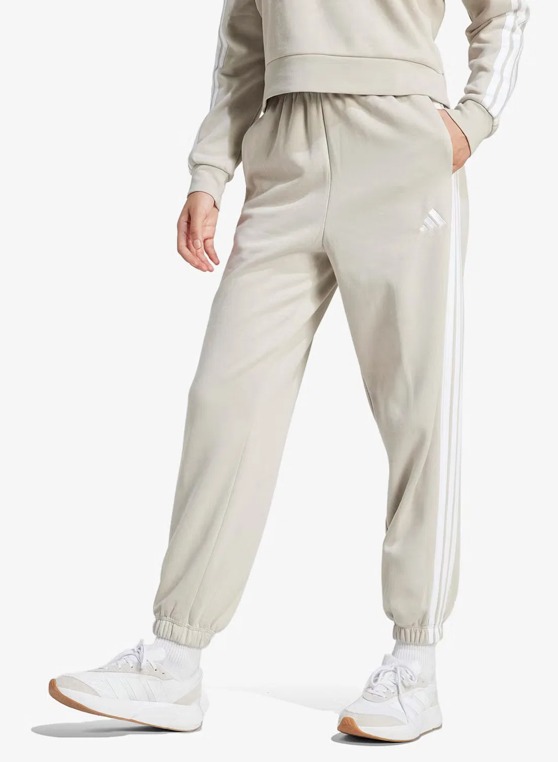 Штаны из футера с логотипом 3-Stripes Adidas, белый