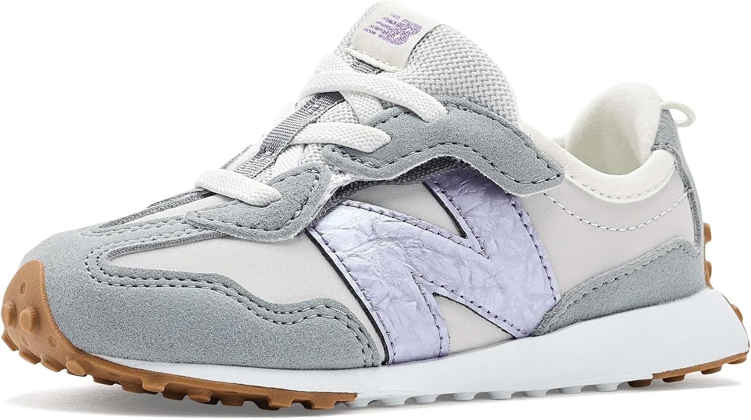 Детские кроссовки для девочек 327 Hook & Loop New Balance, Grey Matter/Candied Violet
