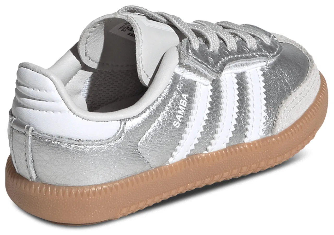 Детские кроссовки для девочек с кожаным верхом Samba adidas, Silver White — фото 3