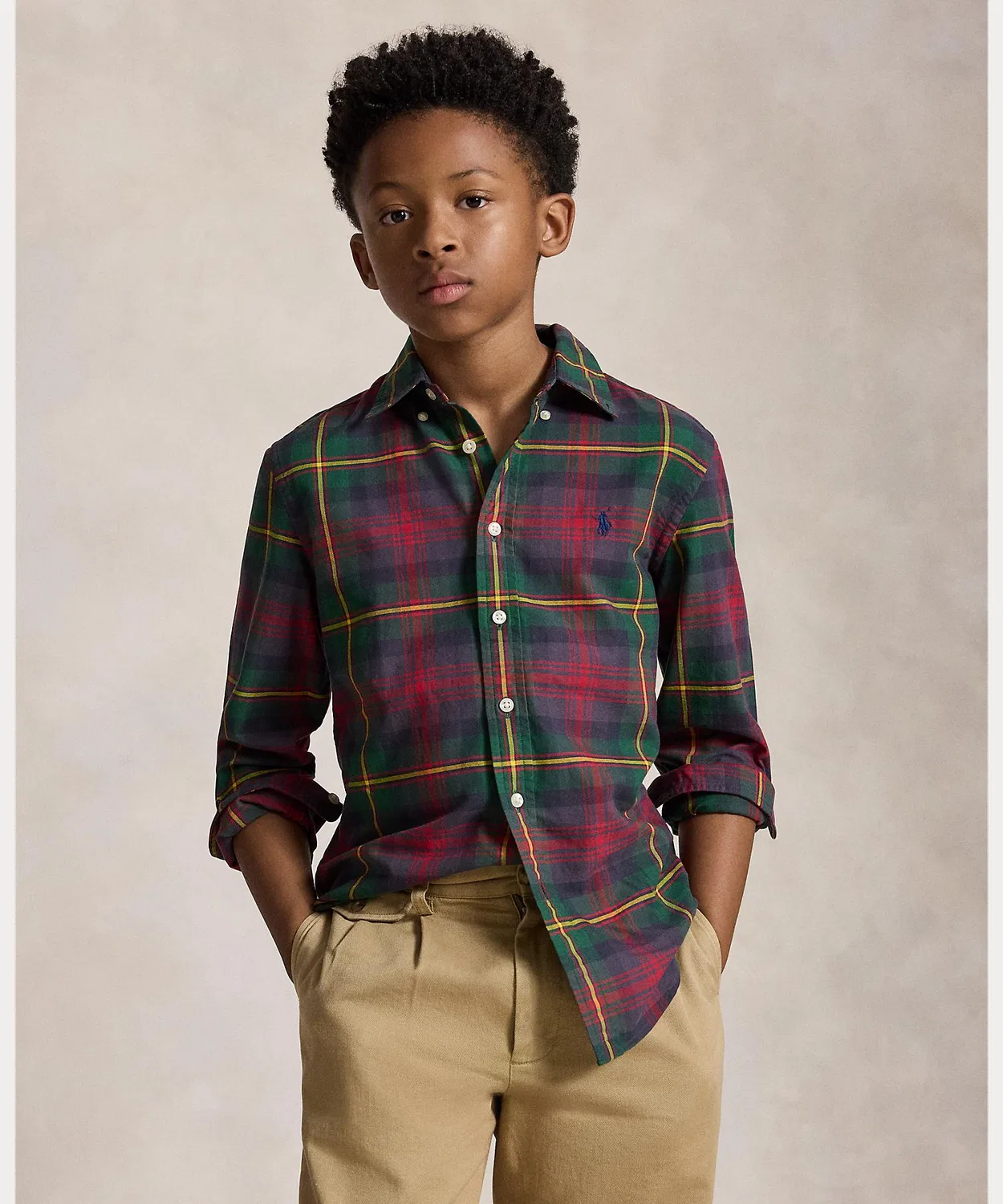 Детская рубашка из хлопка в клетку с длинным рукавомPOLO RALPH LAUREN CHILDRENSWEAR, Multi