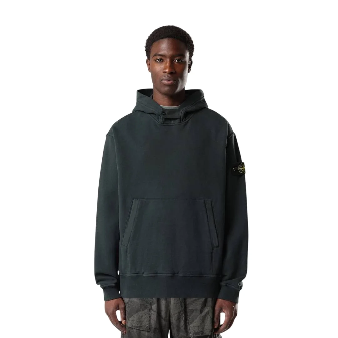 Мужское худи Stone Island Oversized-fit With Pouch Pocket, темно-зеленый
