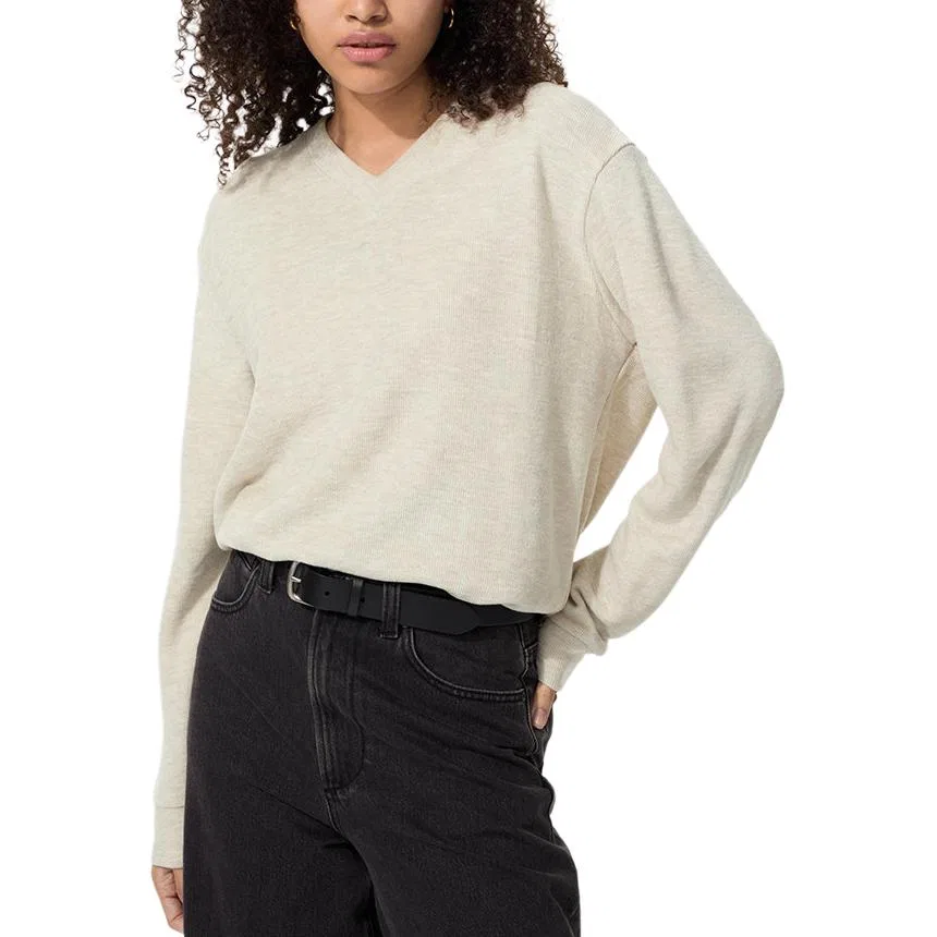 Женская толстовка с V-образным вырезом Light Beige UNIQLO — фото 3